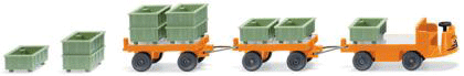 Still Electric Truck w/2 Trailers & Cargo Bin Load -- Orange