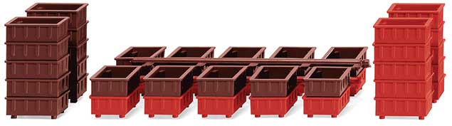 Stacking Containers - Parts Bins -- 10 Each Red, Oxide