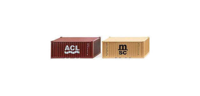 20' Corrugated Container 2-Pack - Assembled -- 1 Each: MSC (yellow, black) and ACL (brown, white)