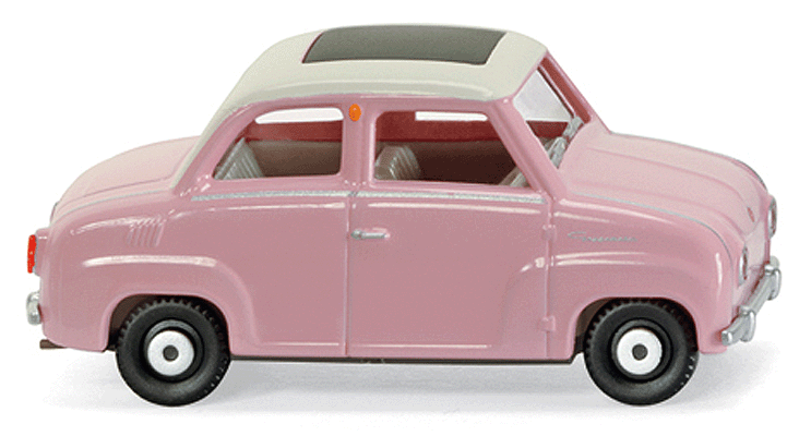 Automobile Glas Goggomobil w/Folding Roof - Assembled -- Top Closed (pink, white)