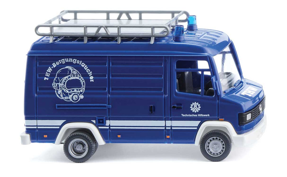 1986-1996 Mercedes-Benz 507 D Cargo Van - Assembled -- THW (blue, white, German Lettering)