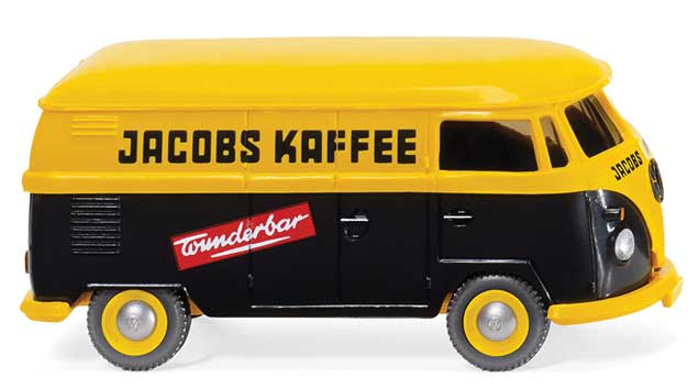 1967 Volkswagen T2 Cargo Van - Assembled -- Jacobs Coffee (yellow, black, German Lettering)