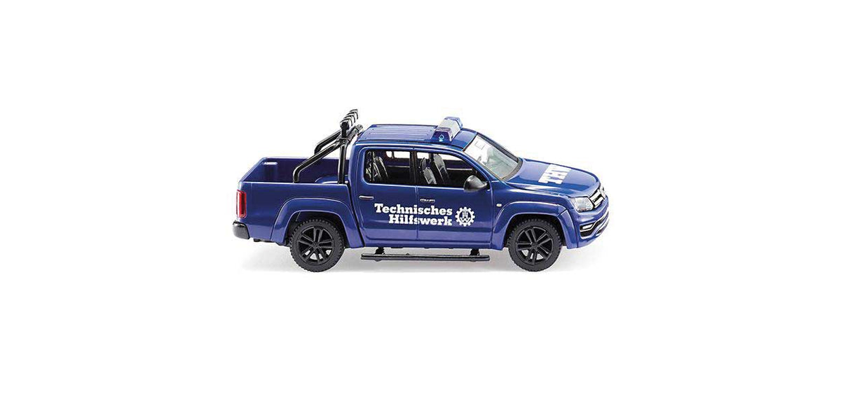 2010 Volkswagen Amarok Crew-Cab Pickup Truck - Assembled -- THW (blue, white, German Lettering)