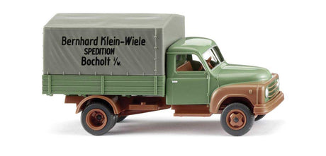 1950 Hanomag L 28 Low-Side Truck w/Tarp Cover - Assembled -- Spedition Klein-Wiele (green, brown, gray, German Lettering)