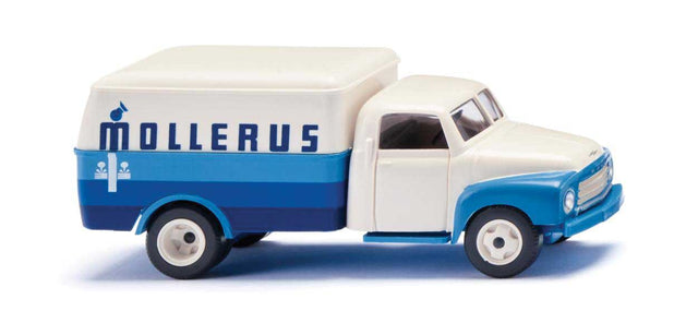 1952 Opel Blitz Round Box Delivery Truck - Assembled -- Mollerus (white, blue, German Lettering)