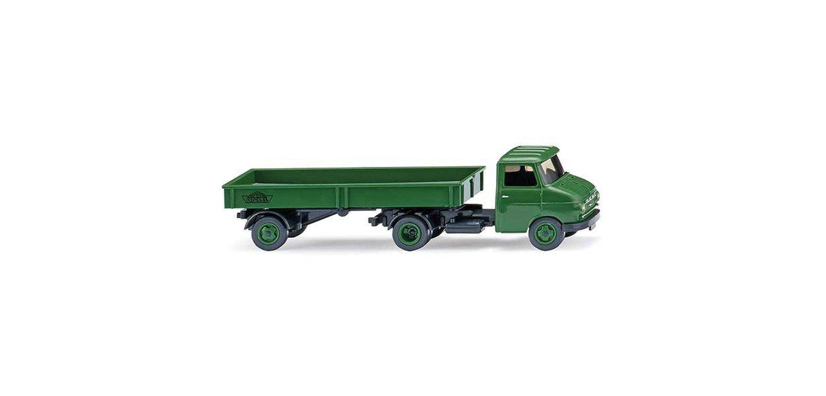 1960-1965 Opel BlitzTractor with Low-Side Trailer - Assembled -- Dinkel (green)