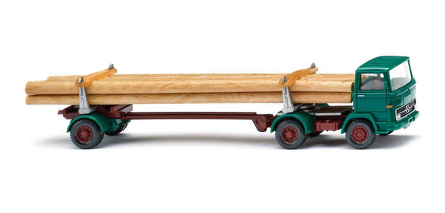 1965-1976 Mercedes-Benz LPS 1317 Tractor with Log Trailer - Assembled -- Green, Red