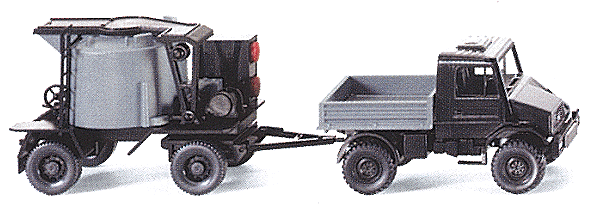 European Construction Vehicles - Trucks -- Unimog U 140 Open Flatbed w/Asphalt Boiler Trailer
