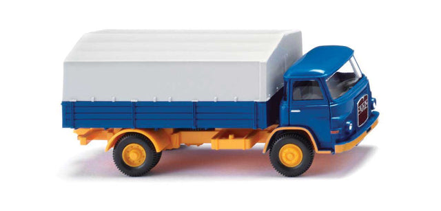 1960-1967 MAN 415 Low-Side Truck w/Cover - Assembled -- Blue, Yellow, Gray