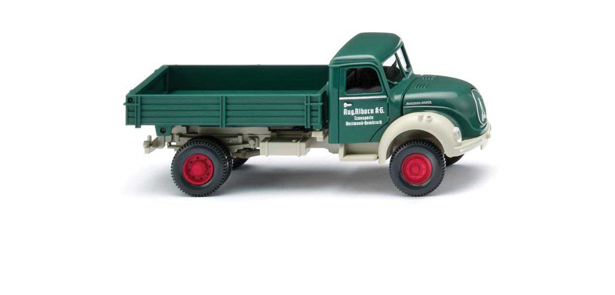 1957-1967 Magirus Low-Side Dump Truck - Assembed -- August Alborn (green, gray, red, German Lettering)