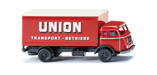 1955 Henschel Box Truck - Assembled -- Union Transport (red, white, black, German Lettering)