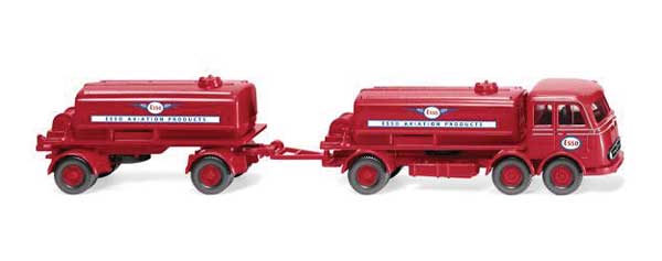 Mercedes-Benz LP 333 Tank Truck with Trailer - Assembled -- Esso (red, white, German Lettering)