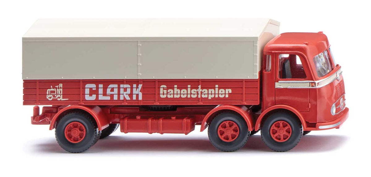 1958-1961 Mercedes-Benz LP 333 Low-Side Delivery Truck with Tarp - Assembled -- Clark (red, white, German Lettering)