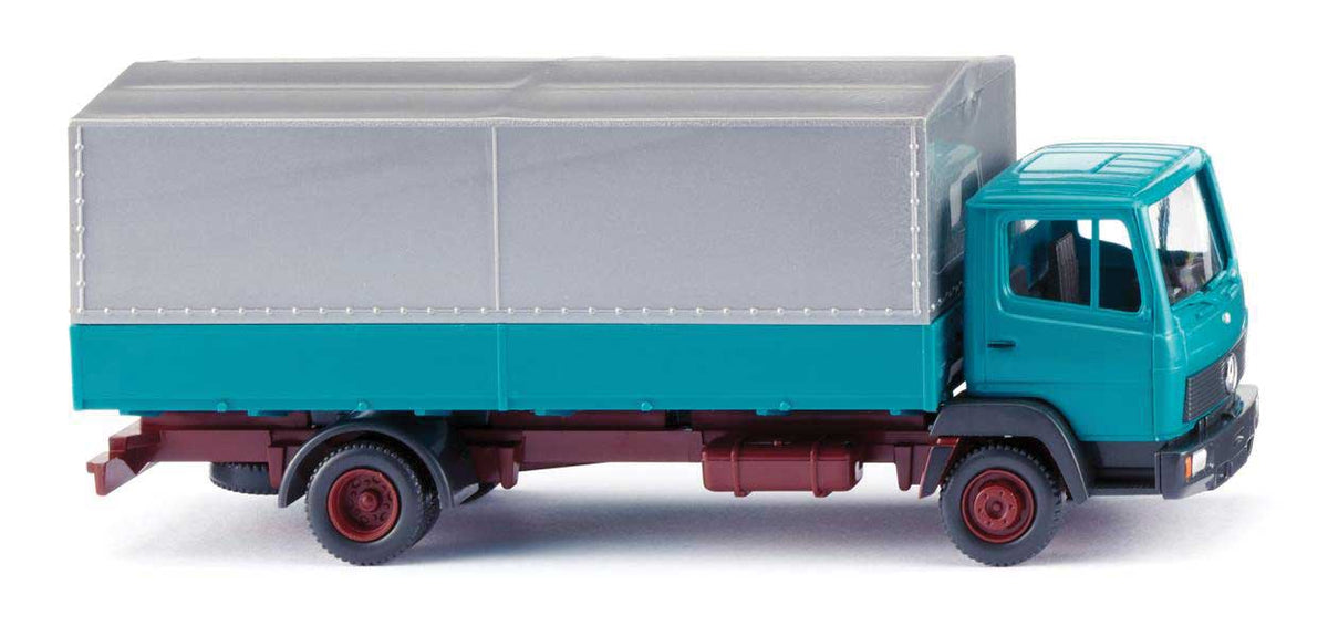 1965-1984 Mercedes-Benz LP 809 Low-Side Truck w/Tarp - Assembled -- Blue, Gray, Red