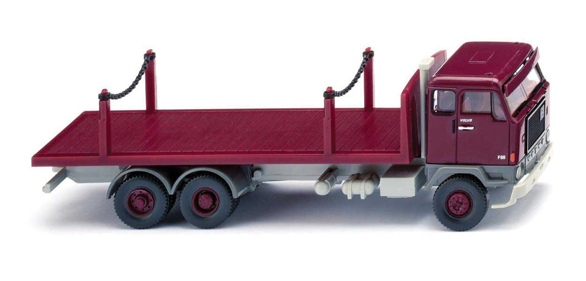 1965-1970 Volvo F88 Flatbed Truck - Assembled -- Maroon, Gray