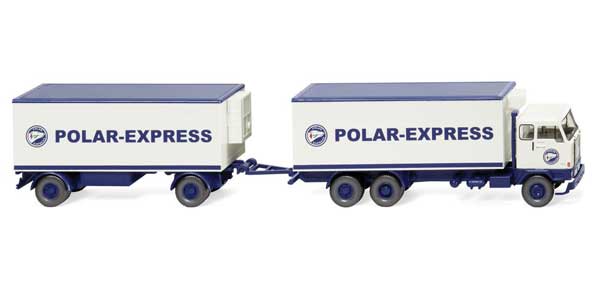 1965-1970 Volvo F88 Reefer Truck with Trailer - Assembled -- Polar-Express (white, blue)