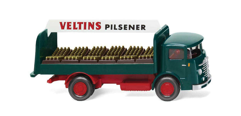 1953-1955 Bussing 4500 Low-Side Truck - Assembled -- Veltins (green, red, white, German Lettering)