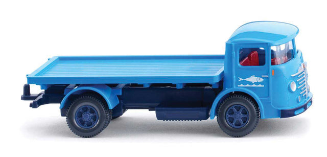 1953-1955 Bussing 4500 Flatbed Truck - Assembled -- Sea Fish (blue, white)