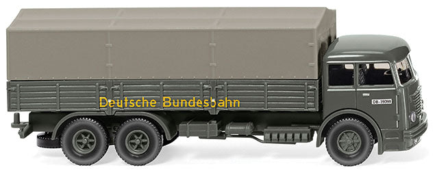 1951 Bussing 12.000 Low-Side Truck - Assembled -- German Federal Railroad DB (gray, yellow, German Lettering)
