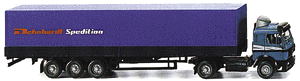 1965-1976 Mercedes-Benz Tractor with Low-Side Trailer - Assembled -- Reed Green, Oxide Red-1