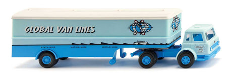 1962-1979 International Harvester Tractor w/Van Trailer - Assembled -- Global Van Lines (blue, black, white)