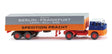 1961-1965 Henschel Tractor with Low-Side Trailer and Tarp - Assembled -- Spedition Pracht (orange, blue, gray, German Lettering)