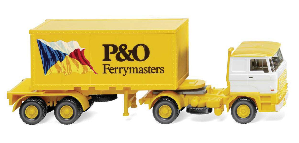 DAF 3300 Tractor with 20' Container and Chassis - Assembled -- P&O (yellow, white, blue, red)