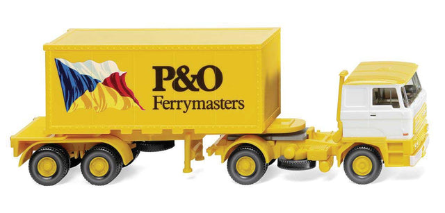 DAF 3300 Tractor with 20' Container and Chassis - Assembled -- P&O (yellow, white, blue, red)