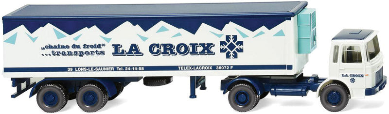 1967-1971 Saviem Tractor with Reefer Trailer - Asembled -- Lacroix (white, blue, French Lettering)