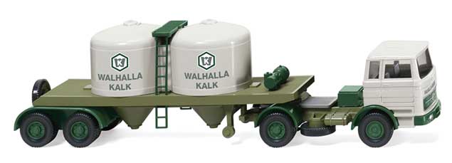 1966-1968 Mercedes-Benz 1620 Bulk Chemical Truck - Assembled -- Walhalla Kalk (white, green, German Lettering)