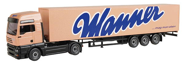 European Trucks - Tractor-Trailer - Steyr S-TA XXL2-Axle Cabover -- w/3-Axle Box Van Trailer - Wanner (pink, blue)