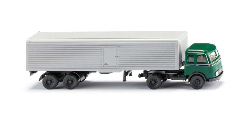 1955-1963 Mercedes-Benz Pullmann Tractor with Box Trailer - Assembled -- Green, Gray