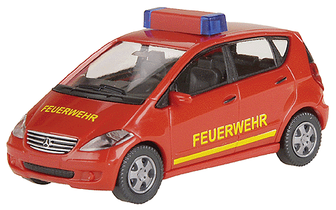 Emergency - Fire Dept. Vehicles - Mercede -- A Class 4-Door Comapct Sedan (red w/yellow lettering)