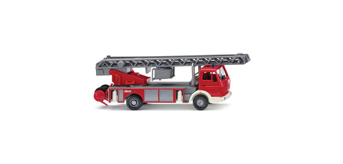 1973-1980  Mercedes-Benz 1619 Metz DLK 23-12 Ladder Truck - Assembled -- Fire Department (red, silver, white, German Lettering)