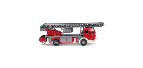 1973-1980  Mercedes-Benz 1619 Metz DLK 23-12 Ladder Truck - Assembled -- Fire Department (red, silver, white, German Lettering)