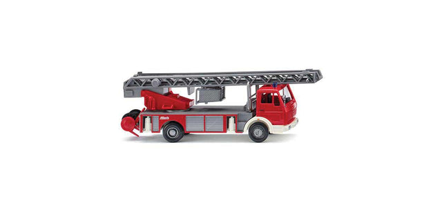 1973-1980  Mercedes-Benz 1619 Metz DLK 23-12 Ladder Truck - Assembled -- Fire Department (red, silver, white, German Lettering)