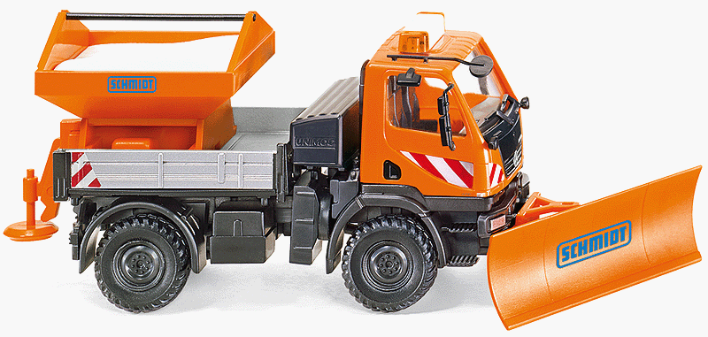 Unimog U 20 Truck -- With Snow Plow  & Salt Spreader (red, black, silver)