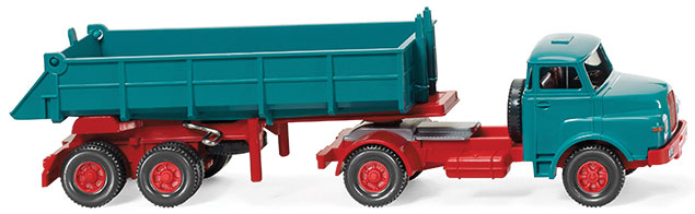1969 MAN-Hauber Tractor w/Dump Trailer - Assembled -- Blue, Red