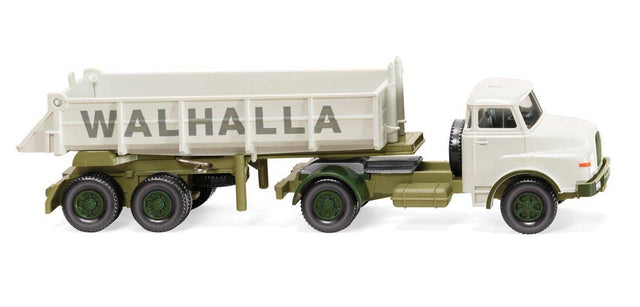 1969-1994 MAN Hauber Tractor with Dump Trailer - Assembled -- Walhalla Kalk (white, green, gray)
