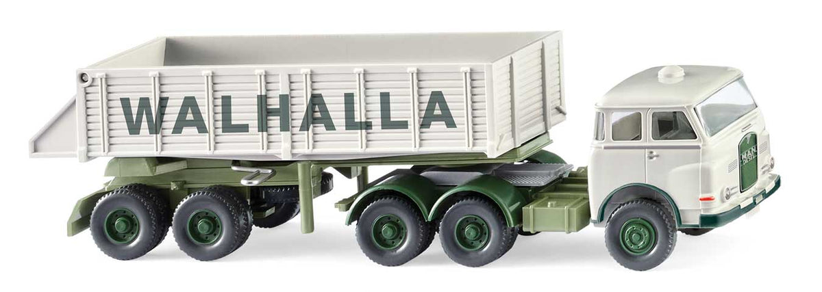 1960-1967 MAN Tractor with Dump Trailer - Assembled -- Walhalla (white, green, German Lettering)