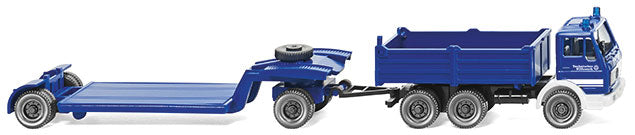 Mercedes-Benz Low-Side Truck w/Lowboy Trailer - Assembled -- Blue