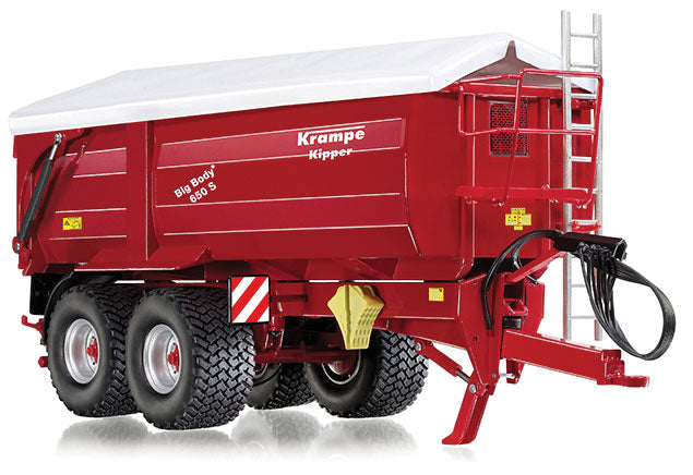 Krampe Big Body 650 Rear/Side Dump Trailer - Assembled -- Krampe (red, white, German Lettering)