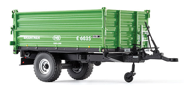 Brantner E 6035 Single-Axle 3-Side Farm Dump/Tipper Trailer - Assembled -- Green