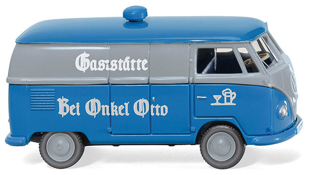 1950 Volkswagen T1 Cargo Van - Assembled -- Gaststatte Bei Onkel Otto (blue, gray, German Lettering)