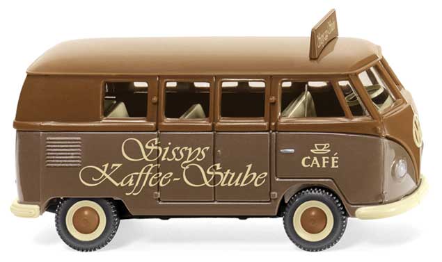 1950 Volkswagen T1 (Type 2) Passenger Van - Assembled -- Sissy's Coffee Parlor (beown, cream, German Lettering)