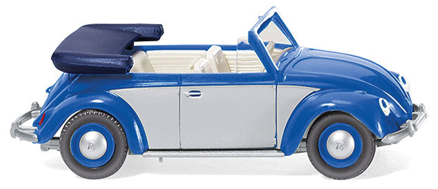 1961 Volkswagen Beetle 1200 Convertible - Assembled -- Top Down (blue, gray)
