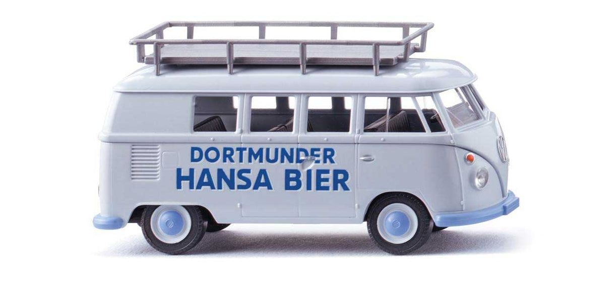 1963-1967 Volkswagen Transporter T1 Passenger Van - Assembled -- Dortmunder Hansa Bier (gray, blue, German Lettering)