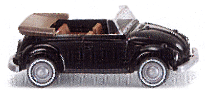 European Automobiles - Volkswagen -- Old Style Beetle Convertible (black) w/Top Down