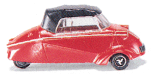 Automobile Messerschmitt -- Kabin Roller 3-Wheeler Convertible Coupe (Top Up, red, black)