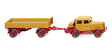 1946-1952 Hanomag Tractor w/Low-Side Trailer - Assembled -- Bolling (yellow, red, German Lettering)